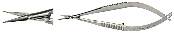 52-004518-EM-Tec MS1 Vannas type micro scissors-sharp tips-straight.jpg EM-Tec MS1C Vannas type micro scissors, sharp tips, curved, 80mm, 410 st.st.
